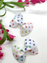 Load image into Gallery viewer, Rainbow Hearts Itty Bitty Pinch Pigtail Bow Set