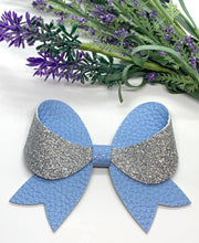 Load image into Gallery viewer, Large Soft Blue Shimmer Dust Sweet Pea Bow