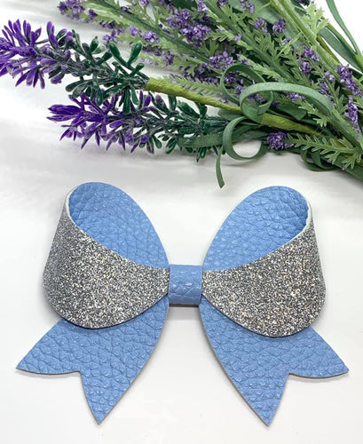 Large Soft Blue Shimmer Dust Sweet Pea Bow