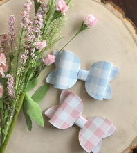 Load image into Gallery viewer, Blue Pastel Gingham Bella Bows