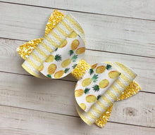 Load image into Gallery viewer, Pineapples and Stripes Double Loop Bella Bow