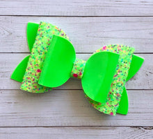 Load image into Gallery viewer, Electric Green Double Loop Bella Bow