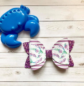 Watercolor Mermaid Bow in Bow Peep Style