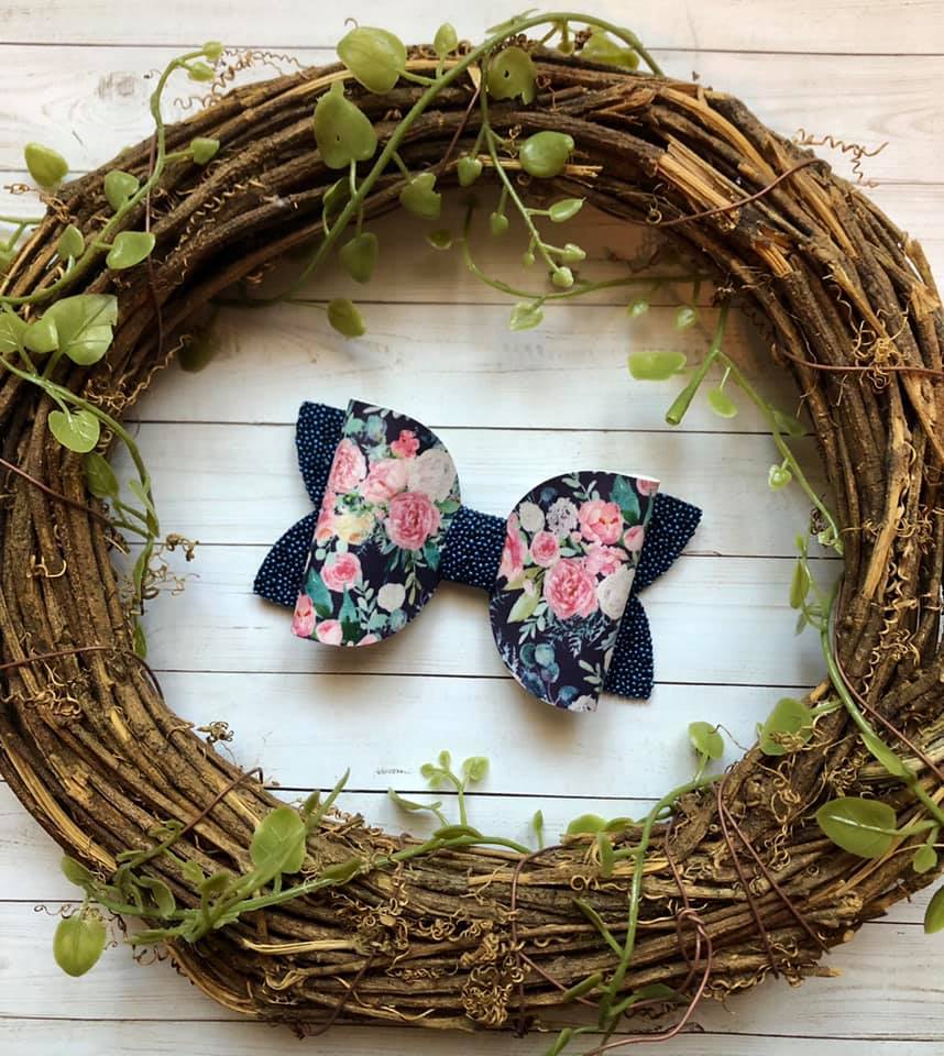 Midnight Pearled Floral Bella Bow