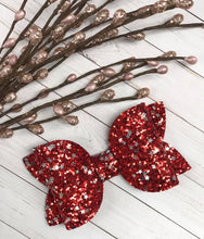 Load image into Gallery viewer, Red Glitter and Silver Stars Bella Bow