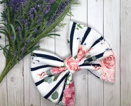 Striped Floral Liverpool Bow