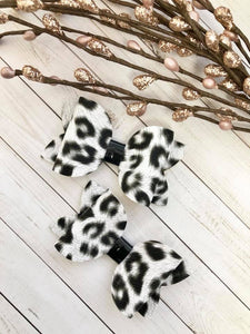 Snow Leopard Bitty Pigtail Bows