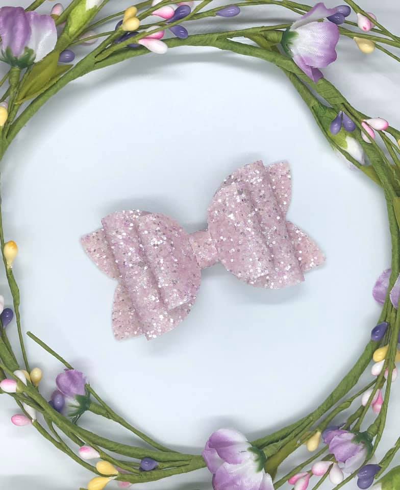 Delicate Lilac Glitter Double Loop Bella Bow