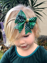 Load image into Gallery viewer, Shamrock Plaid Tailed Bow