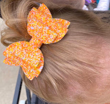 Load image into Gallery viewer, Candy Corn Glitter Double Loop Bella Bow