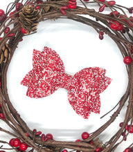Load image into Gallery viewer, Peppermint Glitter Double Loop Bownormous Bow