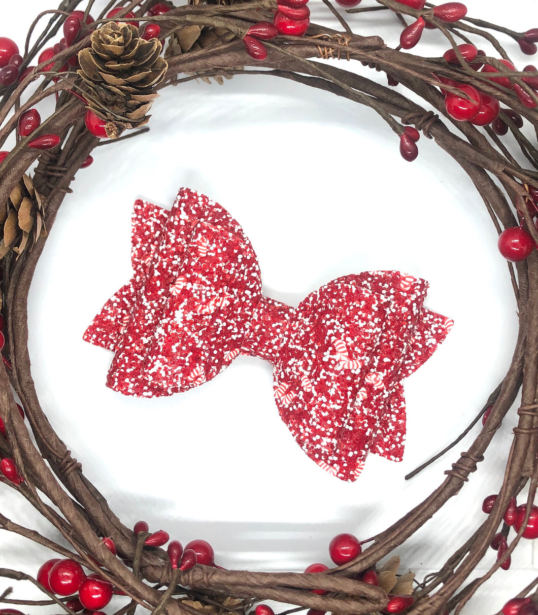 Peppermint Glitter Double Loop Bownormous Bow