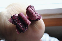 Load image into Gallery viewer, Sparkling Burgundy Double Loop Bella Bow