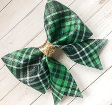 Load image into Gallery viewer, Shamrock Plaid Tailed Bow
