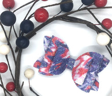 Load image into Gallery viewer, Red, White, and Blue Glitter Tie Dye Double Loop Bella Bow